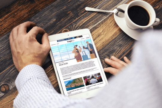 Tablet device featuring the latest issue of Sage60.